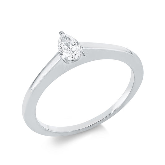 Ring 18 kt WG, 1 Tropfen 0,25 ct, TW-si