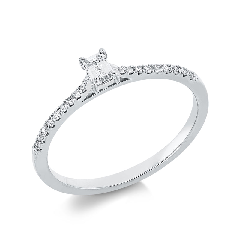 Ring 18 kt WG, 1 Sm.schliff 0,15 ct, TW-si, 18 Brill. 0,09 ct, TW-si