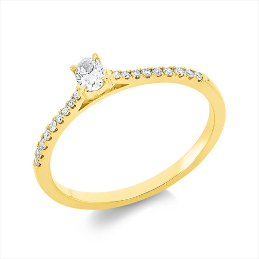 Ring 18 kt GG, 1 Oval 0,14 ct, TW-si, 18 Brill. 0,09 ct, TW-si