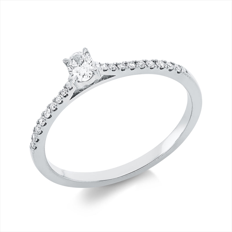 Ring 18 kt WG, 1 Oval 0,14 ct, TW-si, 18 Brill. 0,09 ct, TW-si