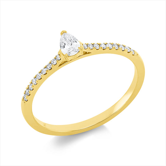 Ring 18 kt GG, 1 Tropfen 0,15 ct, TW-si, 18 Brill. 0,09 ct, TW-si