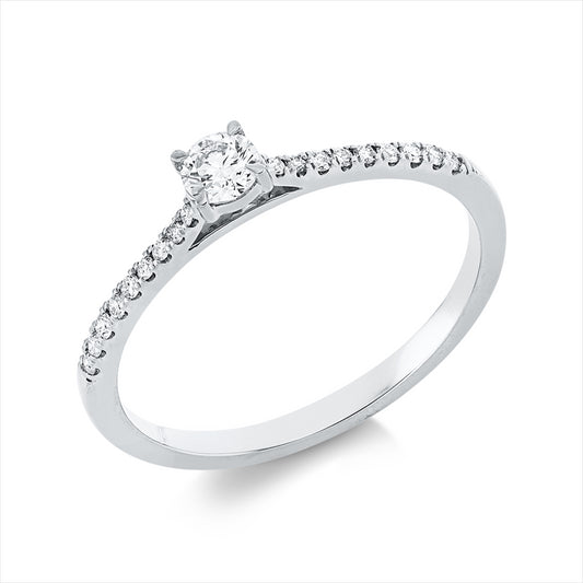 Ring 18 kt WG, 1 Brill. 0,15 ct, TW-si, 18 Brill. 0,09 ct, TW-si
