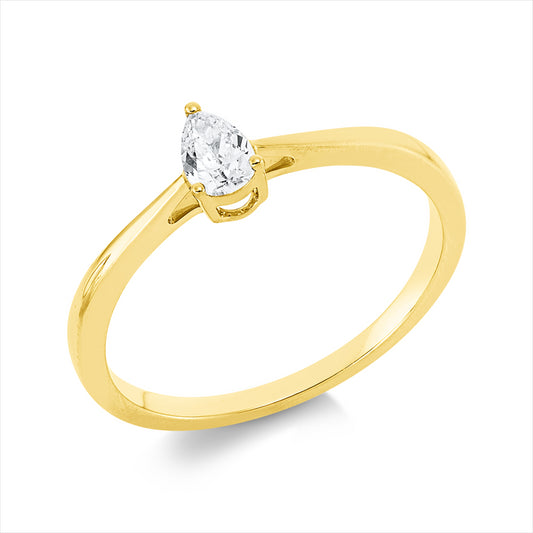 Ring 18 kt GG, 1 Tropfen 0,20 ct, TW-si