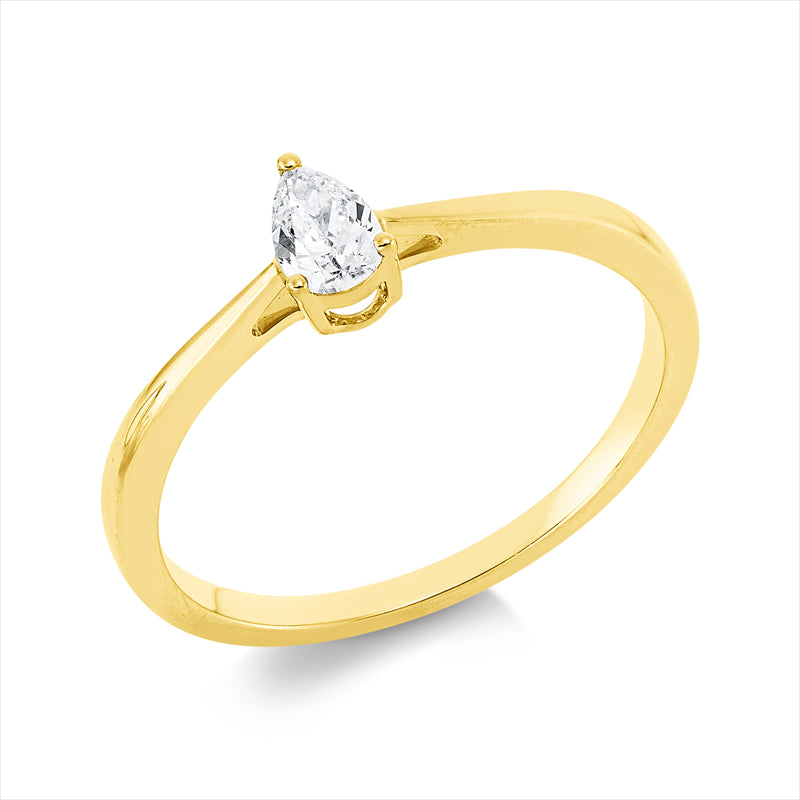 Ring 18 kt GG, 1 Tropfen 0,20 ct, TW-si