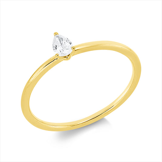 Ring 18 kt GG, 1 Tropfen 0,16 ct, TW-si