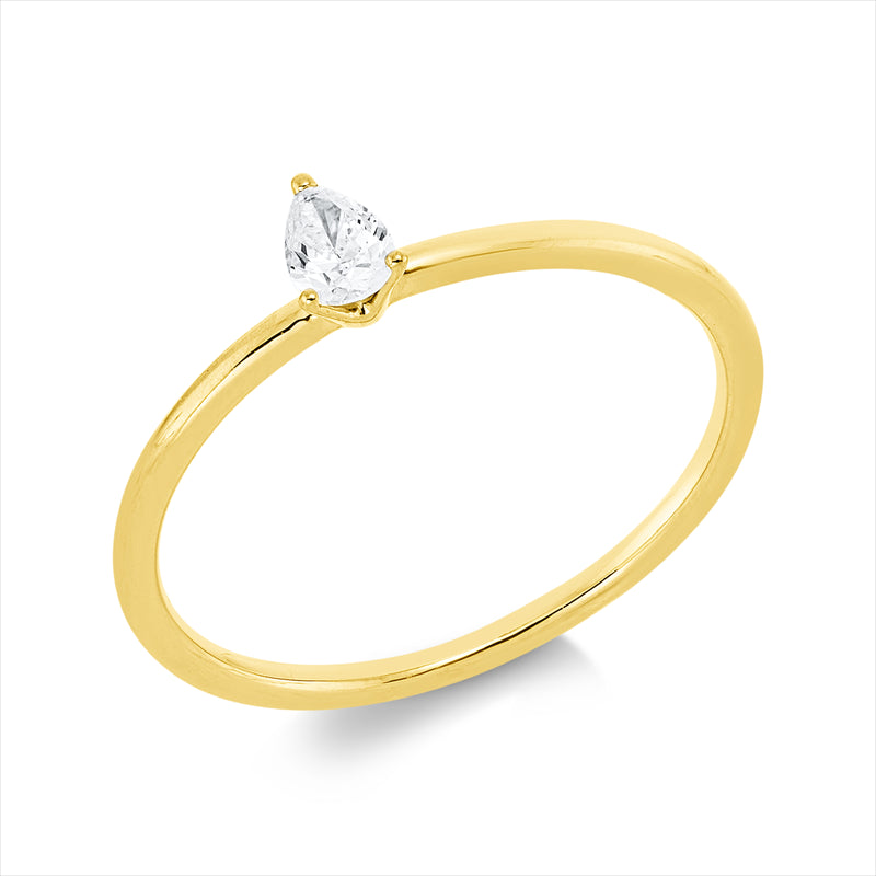 Ring 18 kt GG, 1 Tropfen 0,16 ct, TW-si