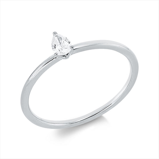 Ring 18 kt WG, 1 Tropfen 0,16 ct, TW-si