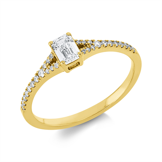 Ring 18 kt GG, GIA 1529769582, 2 Brill. 0,02 ct, TW-si, 1 Sm.schliff 0,31 ct, TW-vs1, 26 Brill. 0,10 ct, TW-si