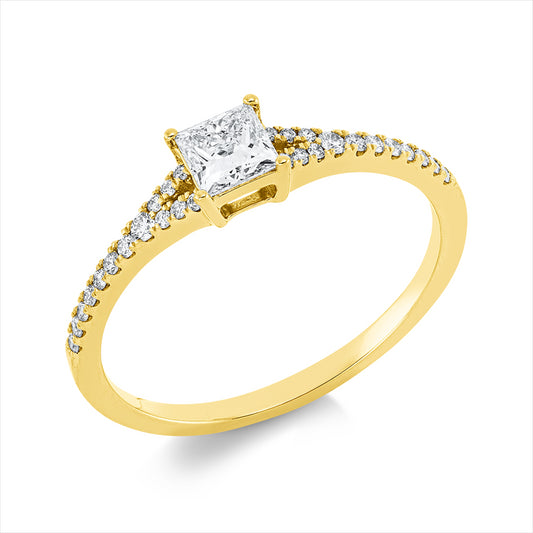 Ring 18 kt GG, GIA 2527223876, 2 Brill. 0,02 ct, TW-si, 1 Princ. 0,33 ct, E-vs2, 26 Brill. 0,10 ct, TW-si