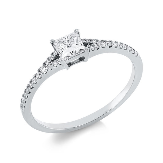 Ring 18 kt WG, GIA 2527325877, 2 Brill. 0,02 ct, TW-si, 1 Princ. 0,31 ct, E-vs2, 26 Brill. 0,10 ct, TW-si