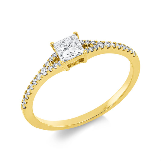 Ring 18 kt GG, GIA 1525379685, 2 Brill. 0,02 ct, TW-si, 1 Princ. 0,31 ct, TW-vs1, 26 Brill. 0,10 ct, TW-si