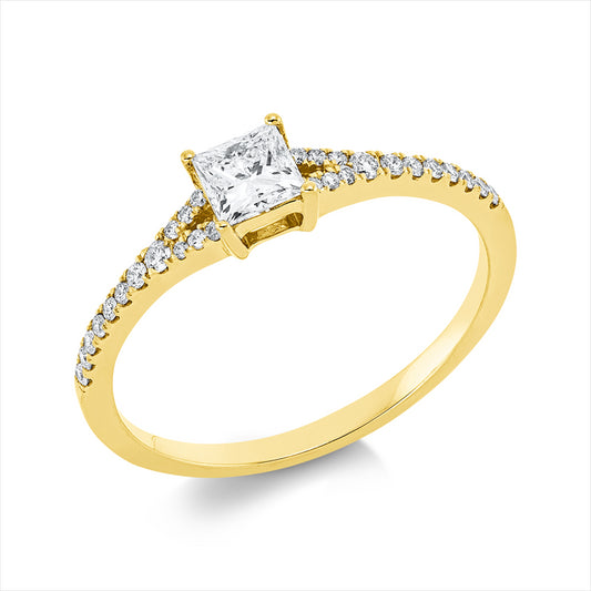 Ring 18 kt GG, GIA 1528380013, 2 Brill. 0,02 ct, TW-si, 1 Princ. 0,31 ct, TW-vvs2, 26 Brill. 0,10 ct, TW-si