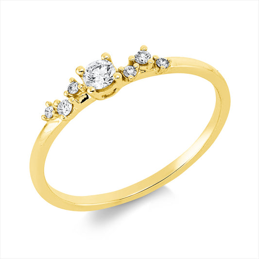 Ring 18 kt GG, 1 Brill. 0,10 ct, TW-si, 6 Brill. 0,05 ct, TW-si