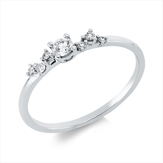 Ring 18 kt WG, 1 Brill. 0,10 ct, TW-si, 6 Brill. 0,05 ct, TW-si