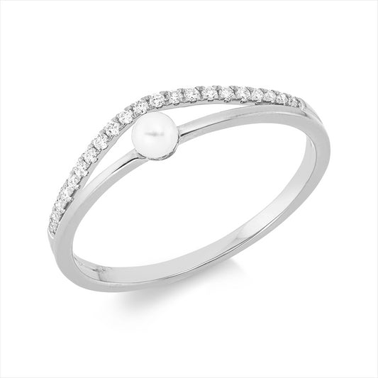 Ring 18 kt WG, 21 Brill. 0,10 ct, TW-si, 1 SW weiß 3 mm