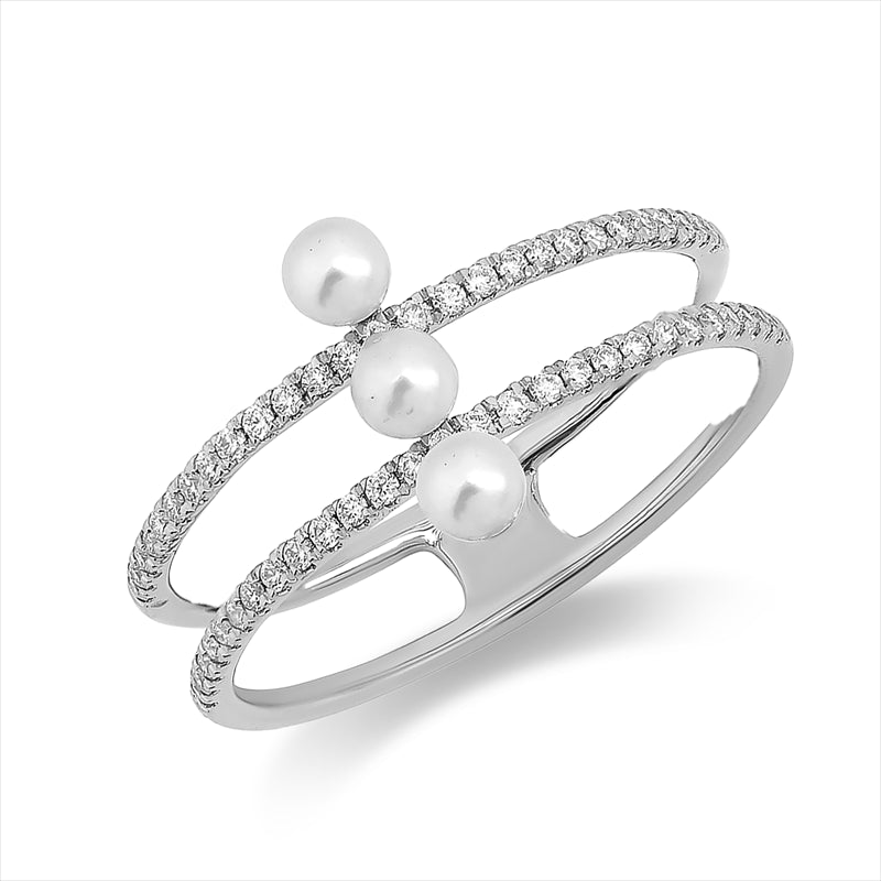 Ring 18 kt WG, 54 Brill. 0,19 ct, TW-si, 3 SW weiß 3 mm