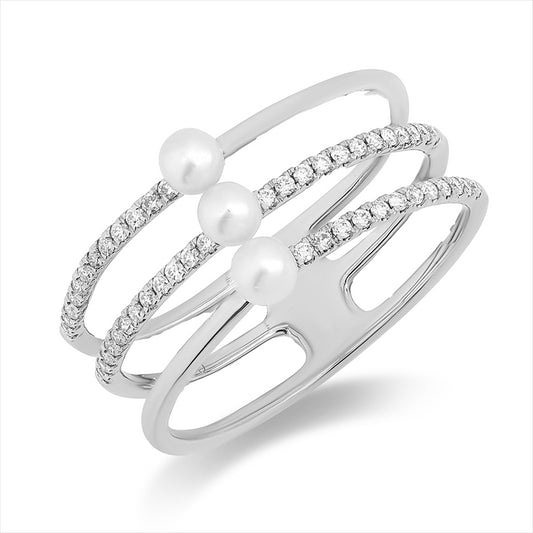 Ring 18 kt WG, 48 Brill. 0,17 ct, TW-si, 3 SW weiß 3 mm