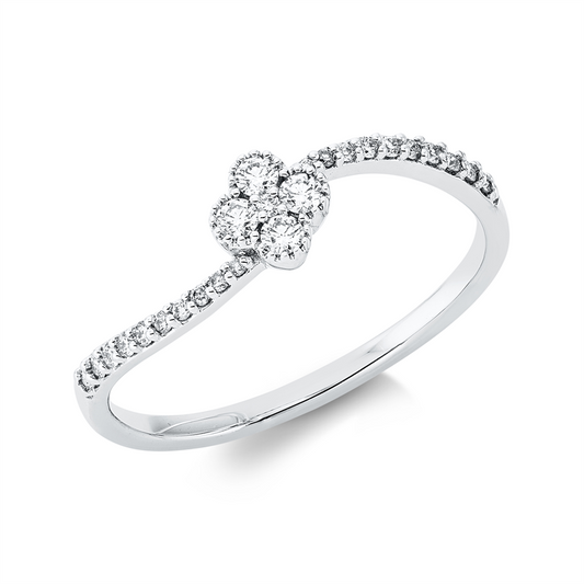 Ring 18 kt WG, 4 Brill. 0,09 ct, TW-si, 21 Brill. 0,10 ct, TW-si