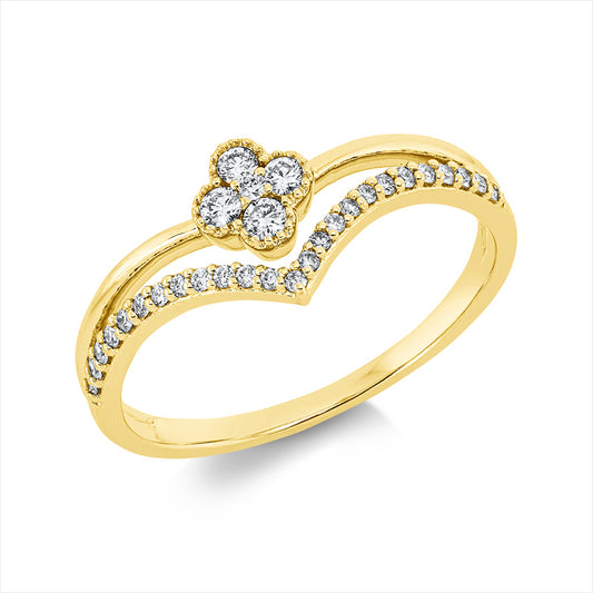 Ring 18 kt GG, 4 Brill. 0,09 ct, TW-si, 26 Brill. 0,11 ct, TW-si