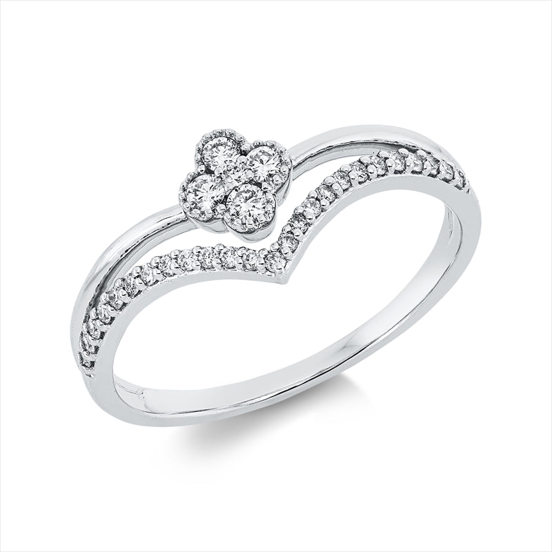 Ring 18 kt WG, 4 Brill. 0,09 ct, TW-si, 26 Brill. 0,11 ct, TW-si