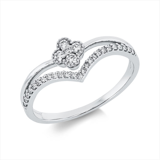 Ring 18 kt WG, 4 Brill. 0,09 ct, TW-si, 26 Brill. 0,11 ct, TW-si