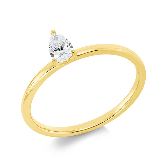 Ring 18 kt GG, 1 Tropfen 0,27 ct, TW-si
