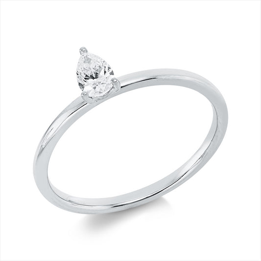 Ring 18 kt WG, 1 Tropfen 0,26 ct, TW-si