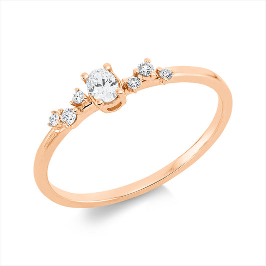 Ring 18 kt RG, 1 Oval 0,11 ct, TW-si, 6 Brill. 0,05 ct, TW-si