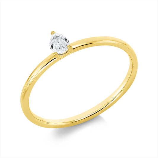 Ring 18 kt GG, 1 Tropfen 0,14 ct, TW-si