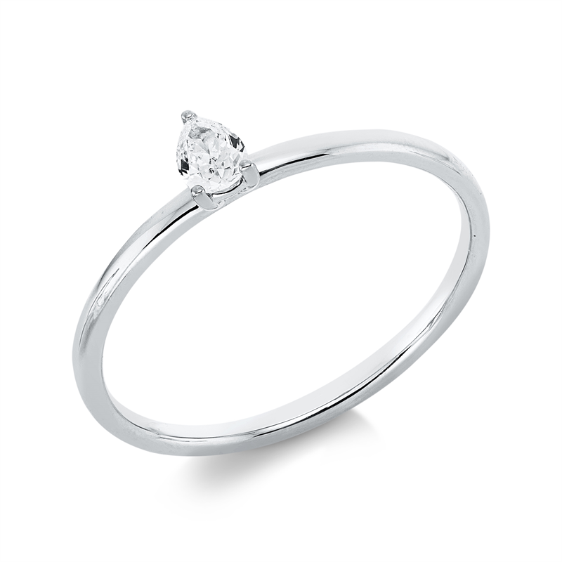 Ring 18 kt WG, 1 Tropfen 0,14 ct, TW-si