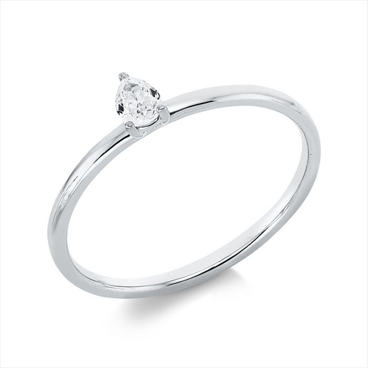 Ring 18 kt WG, 1 Tropfen 0,14 ct, TW-si