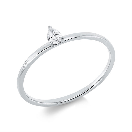 Ring 18 kt WG, 1 Tropfen 0,10 ct, TW-si