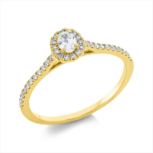 Ring 18 kt GG, 14 Brill. 0,06 ct, TW-si, 1 Oval 0,15 ct, TW-si, 22 Brill. 0,11 ct, TW-si