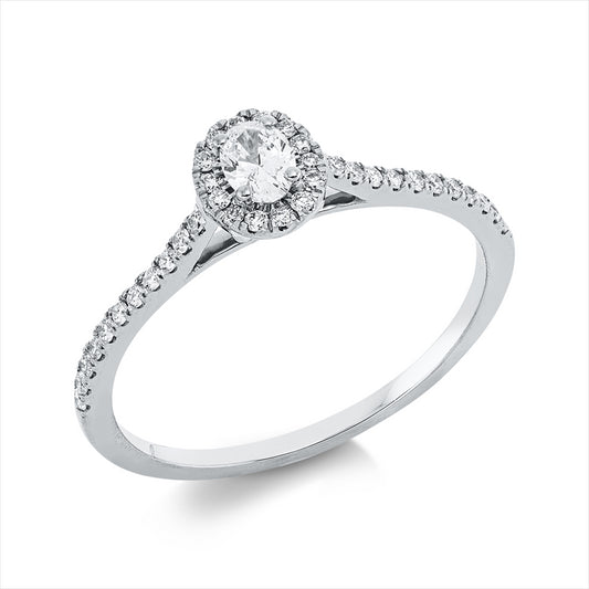 Ring 18 kt WG, 14 Brill. 0,06 ct, TW-si, 1 Oval 0,14 ct, TW-si, 22 Brill. 0,11 ct, TW-si