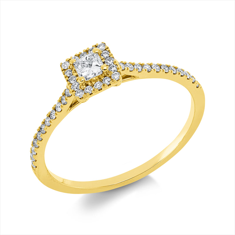 Ring 18 kt GG, 16 Brill. 0,06 ct, TW-si, 1 Princ. 0,14 ct, TW-si, 22 Brill. 0,11 ct, TW-si
