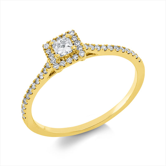 Ring 18 kt GG, 16 Brill. 0,06 ct, TW-si, 1 Princ. 0,14 ct, TW-si, 22 Brill. 0,11 ct, TW-si