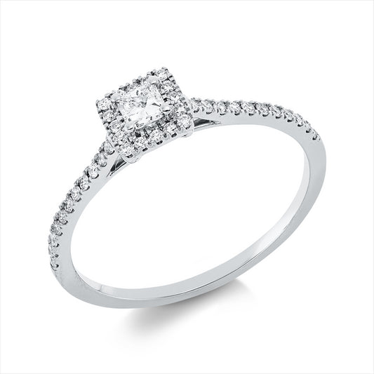Ring 18 kt WG, 16 Brill. 0,06 ct, TW-si, 1 Princ. 0,15 ct, TW-si, 22 Brill. 0,11 ct, TW-si