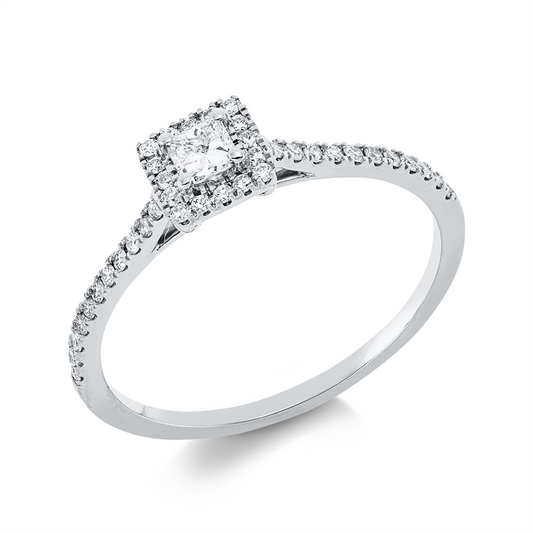 Ring 18 kt WG, 16 Brill. 0,06 ct, TW-si, 1 Princ. 0,15 ct, TW-si, 22 Brill. 0,11 ct, TW-si