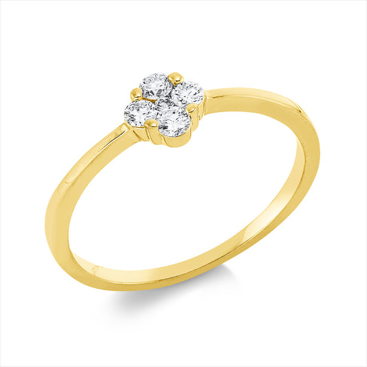 Ring 18 kt GG, 4 Brill. 0,17 ct, TW-si, 1 Brill. 0,02 ct, TW-si