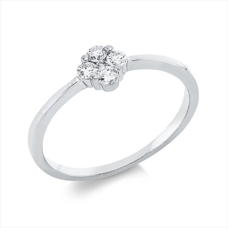 Ring 18 kt WG, 4 Brill. 0,16 ct, TW-si, 1 Brill. 0,02 ct, TW-si