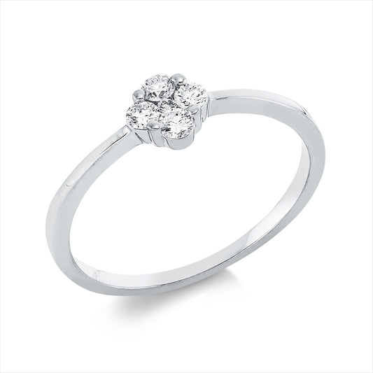 Ring 18 kt WG, 4 Brill. 0,16 ct, TW-si, 1 Brill. 0,02 ct, TW-si