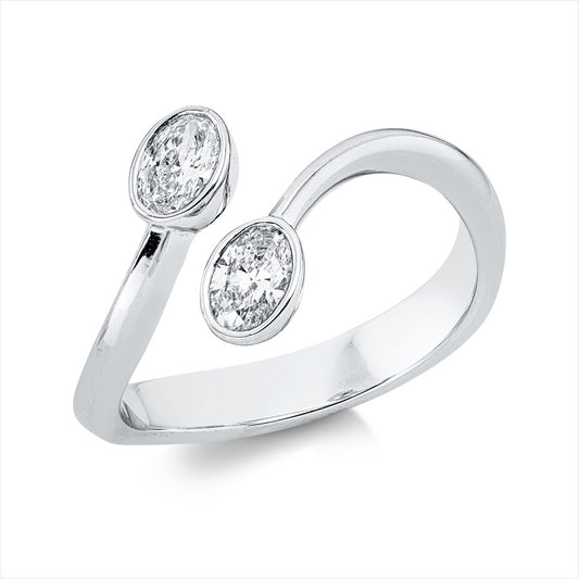 Ring 18 kt WG, 2 Oval 0,50 ct, F-vsi/si