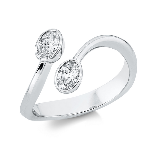 Ring 18 kt WG, 2 Oval 0,50 ct, TW-vsi/si