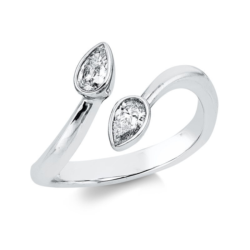 Ring 18 kt WG, 2 Tropfen 0,33 ct, F-vsi/si