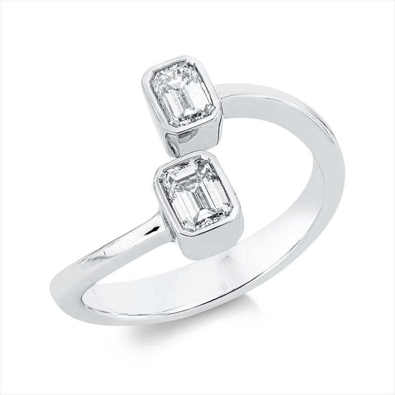 Ring 18 kt WG, 2 Sm.schliff 0,58 ct, F-vsi/si