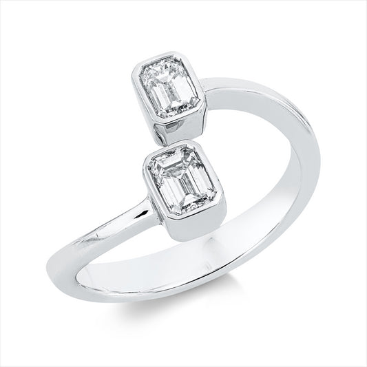 Ring 18 kt WG, 2 Sm.schliff 0,58 ct, F-vsi/si