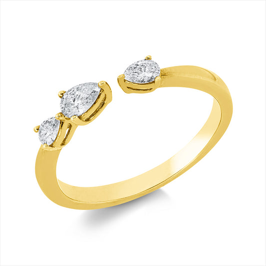 Ring 18 kt GG, 1 Tropfen 0,16 ct, TW-si, 2 Tropfen 0,16 ct, TW-si
