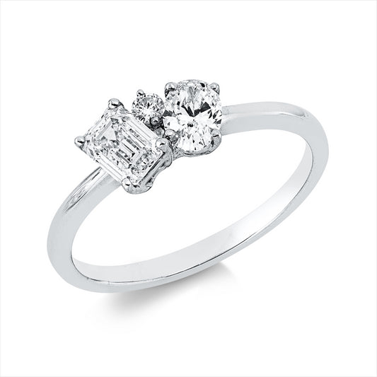 Ring 18 kt WG, GIA B5483784992, 1 Oval 0,30 ct, 1 Sm.schliff 0,50 ct, TW-si2, 1 Brill. 0,03 ct, TW-si
