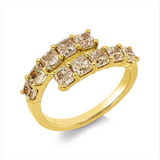 Ring 18 kt GG, 10 Cushion 2,75 ct, gelb