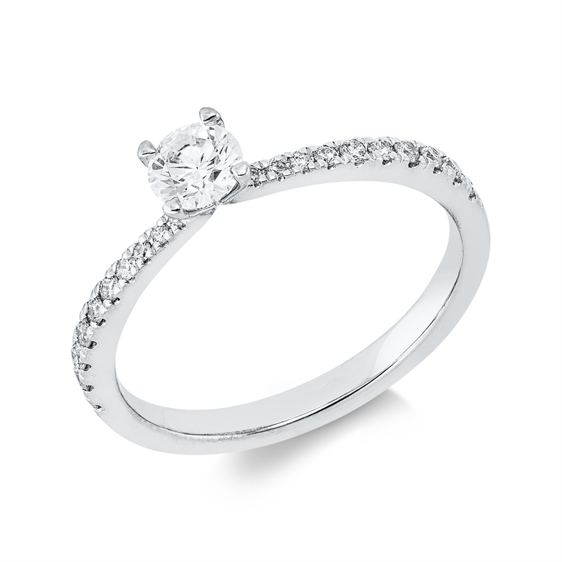 Ring 18 kt WG, GIA7511899713, 1 Brill. 0,30 ct, E-si, 20 Brill. 0,15 ct, TW-si